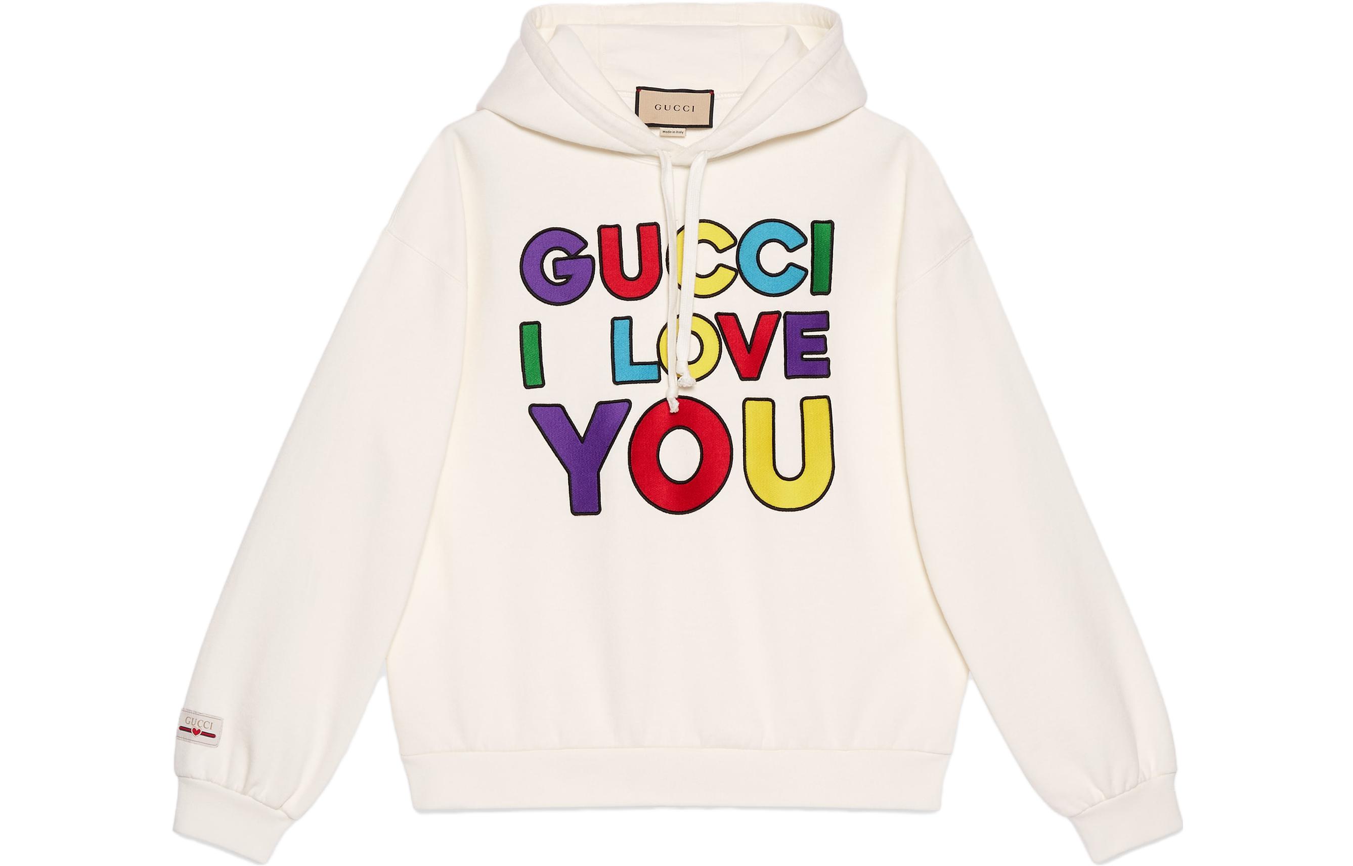 Gucci FW23 Valentine's Logo Print Hoodie Men Beige 721427-XJFVI-9088