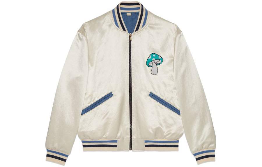 Gucci FW23 White Color-Block Aviator Jacket with Zipper 753103-XDCH2-9789