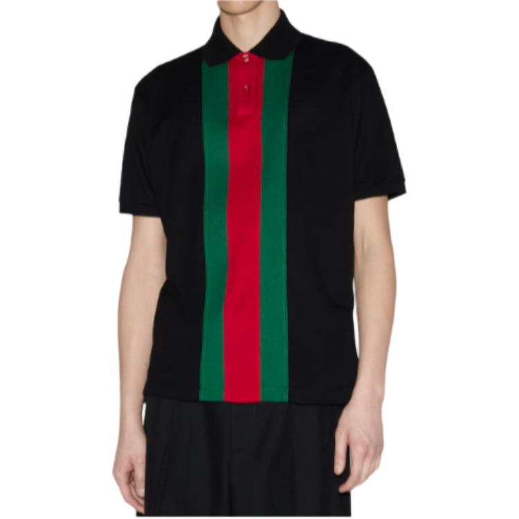 Lookbook GUCCI FW24 黑色条纹罗纹饰短袖POLO衫 795180-XJGRQ-1043