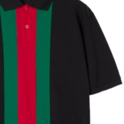 GUCCI FW24 Black Striped Ribbed Trim Short Sleeve Polo Shirt 795180-XJGRQ-1043 Cheap GUCCI FW24 Black Striped Ribbed Trim Short Sleeve Polo Shirt 795180-XJGRQ-1043