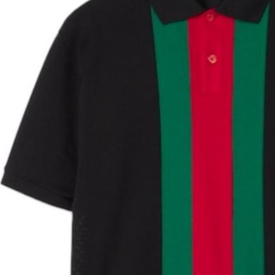GUCCI FW24 Black Striped Ribbed Trim Short Sleeve Polo Shirt 795180-XJGRQ-1043 1