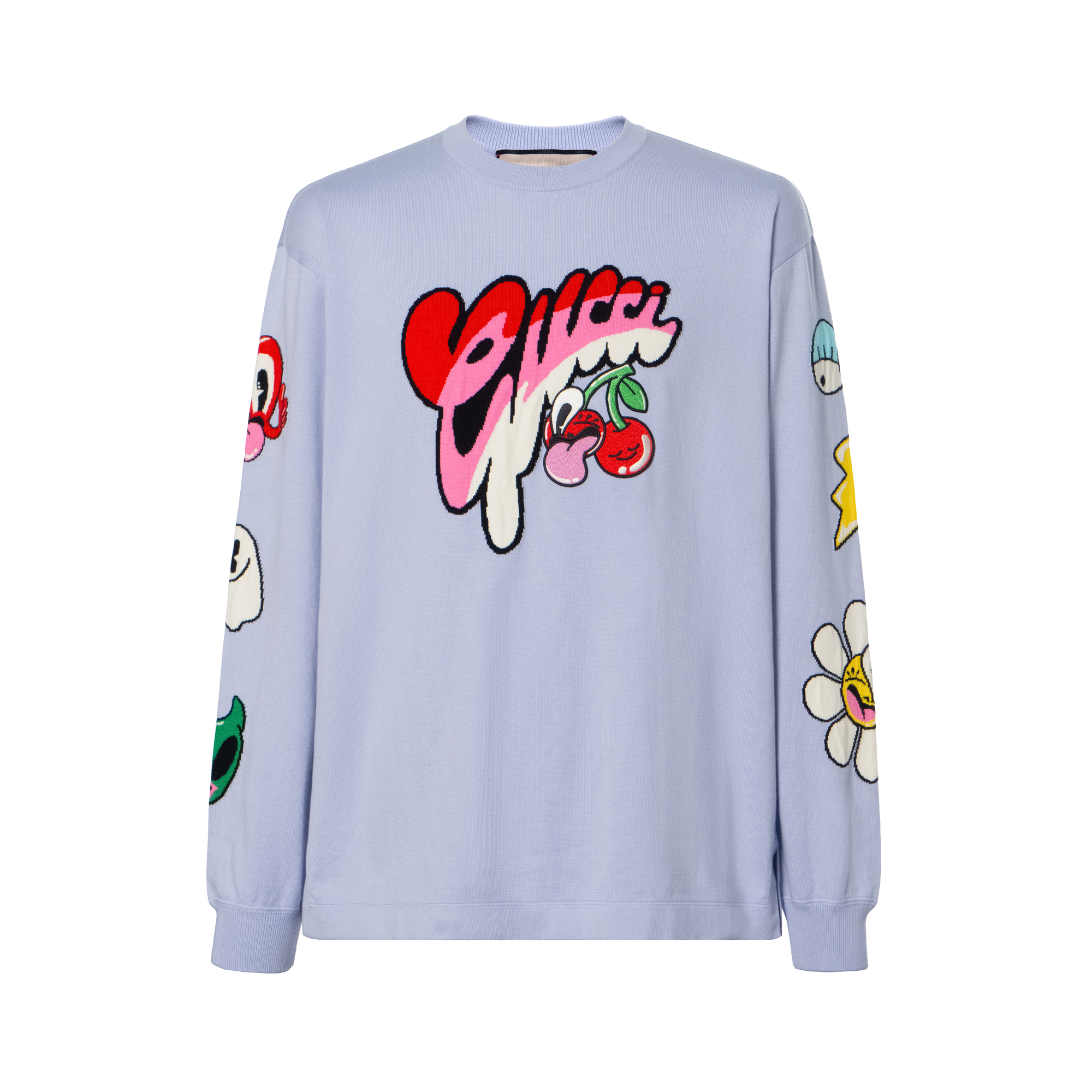 GUCCI FW24  Cartoon Logo Embroidery Crewneck Sweatshirt Light Purple 778520-XKDX4-5319