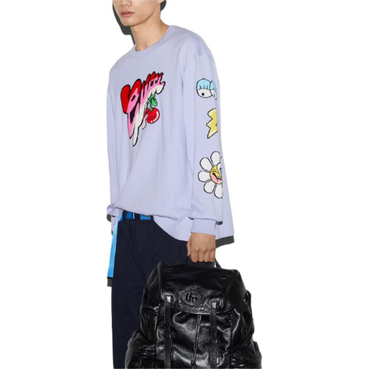 Details for GUCCI FW24 Baju Lengan Panjang Logo Kartun Sulaman Ungu Muda 778520-XKDX4-5319