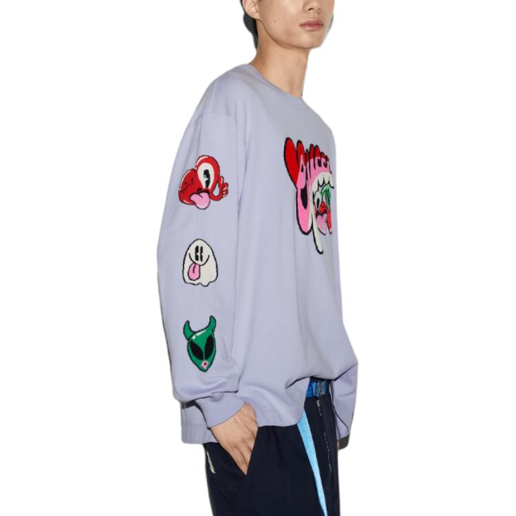 Sizing GUCCI FW24 Baju Lengan Panjang Logo Kartun Sulaman Ungu Muda 778520-XKDX4-5319