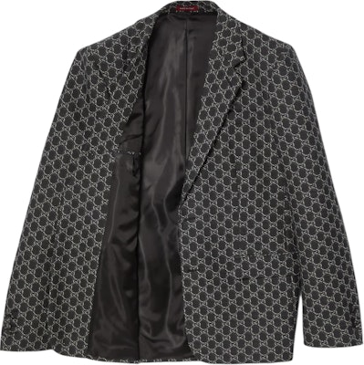 GUCCI FW24 Blazer Kelabu Cetakan Logo Penuh Reka Bentuk Single-Breasted. 804201-ZARGO-1136 Lookbook GUCCI FW24 Blazer Kelabu Cetakan Logo Penuh Reka Bentuk Single-Breasted. 804201-ZARGO-1136