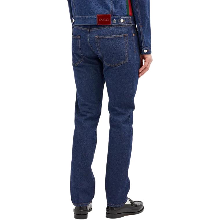Purchase GUCCI FW24 Jeans Biru Potongan Lurus Zipper Basuh 796474-XDC28-4759
