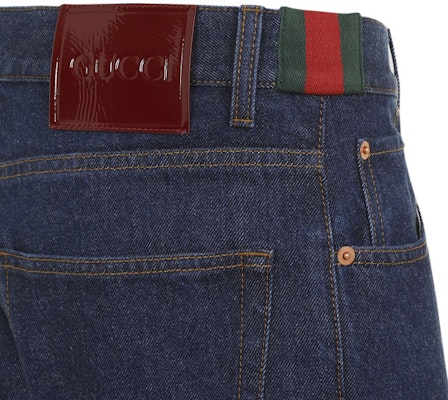 GUCCI FW24 Jeans Biru Potongan Lurus Zipper Basuh 796474-XDC28-4759 Details for GUCCI FW24 Jeans Biru Potongan Lurus Zipper Basuh 796474-XDC28-4759