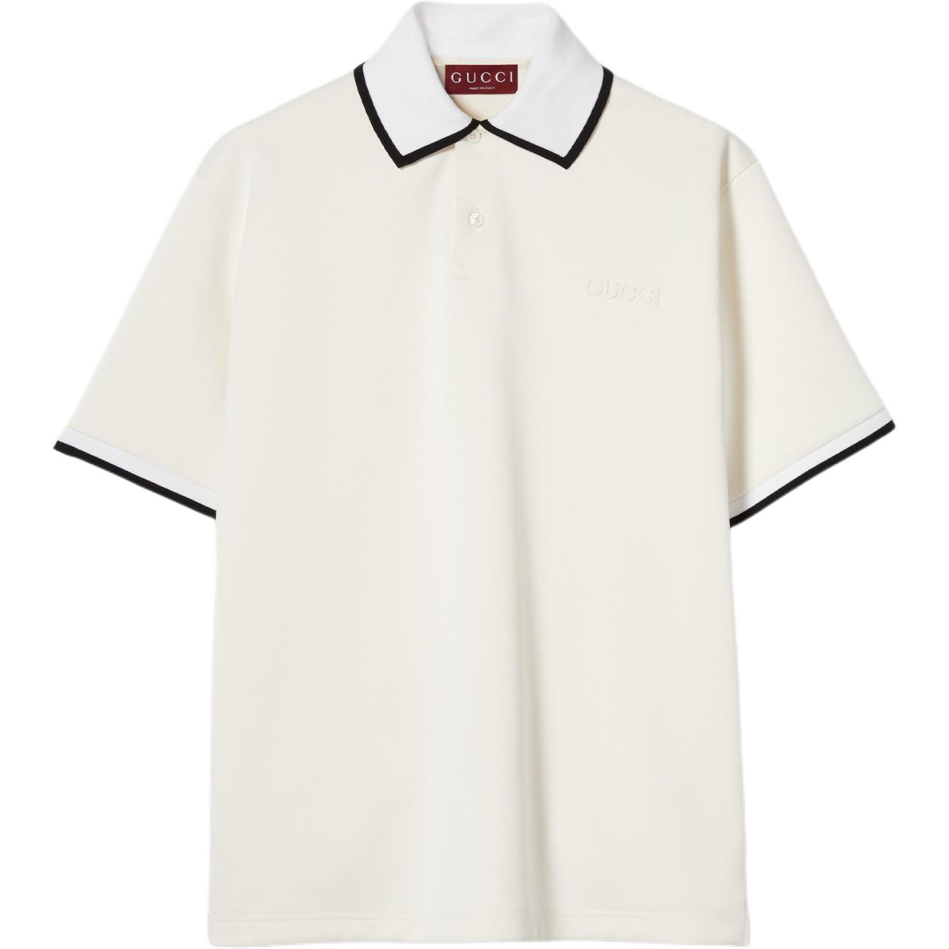 GUCCI FW24  White Polo Shirt with Contrast Trim and Logo Embroidery. 794335-XJGTV-9692 圖 2
