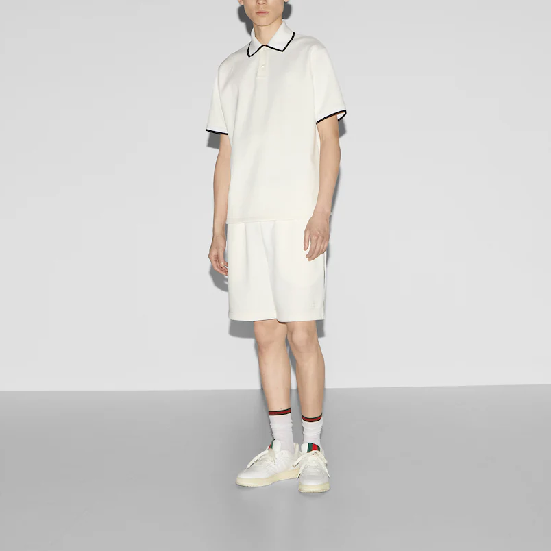 GUCCI FW24  White Polo Shirt with Contrast Trim and Logo Embroidery. 794335-XJGTV-9692 圖 6