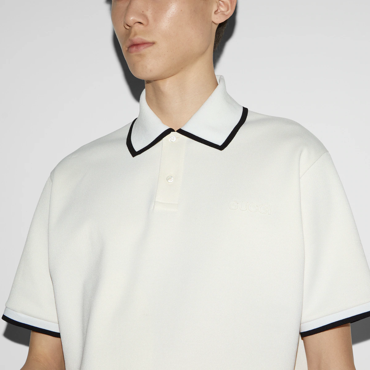 GUCCI FW24  White Polo Shirt with Contrast Trim and Logo Embroidery. 794335-XJGTV-9692 圖 7