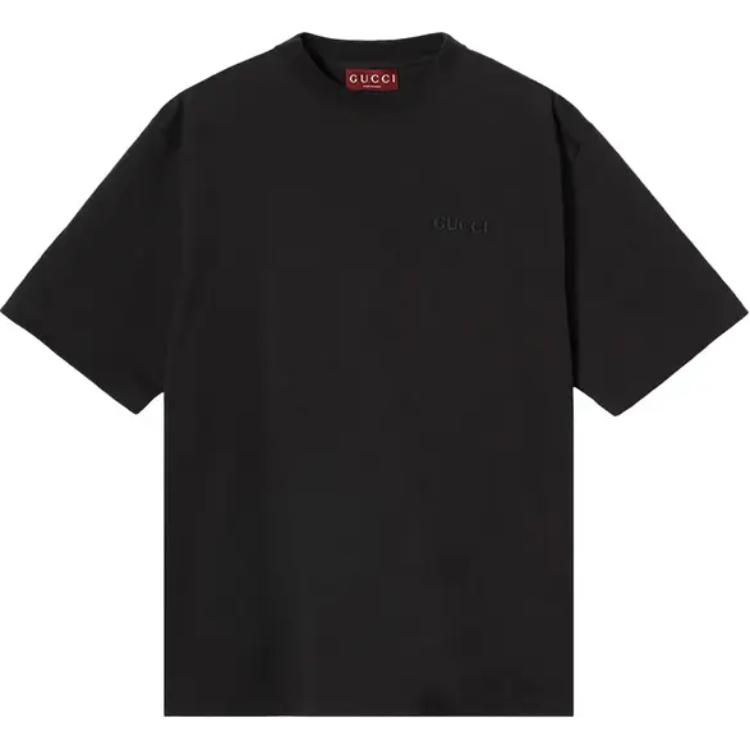 Gucci FW24 Black Embroidered Logo Loose Fit T-shirt 798115-XJGT4-1043