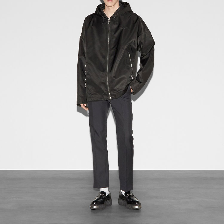 Gucci FW24 Black Embroidered Logo Zip Hoodie Jacket 793664-ZAQ7F-1000 圖 3