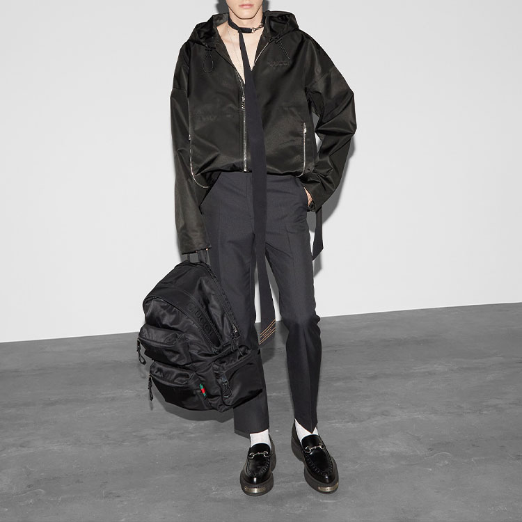 Gucci FW24 Black Embroidered Logo Zip Hoodie Jacket 793664-ZAQ7F-1000 圖 4