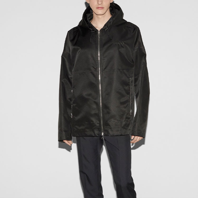 Gucci FW24 Black Embroidered Logo Zip Hoodie Jacket 793664-ZAQ7F-1000 圖 6