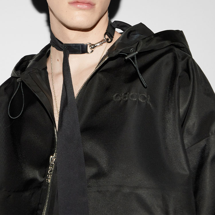 Gucci FW24 Black Embroidered Logo Zip Hoodie Jacket 793664-ZAQ7F-1000 圖 7