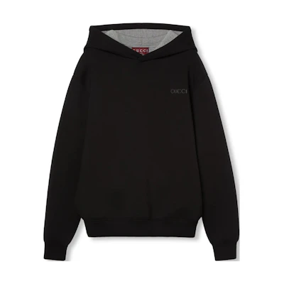 Gucci FW24 Black Hoodie with Solid Color Logo Embroidery for Men 803973-XJGTW-1086