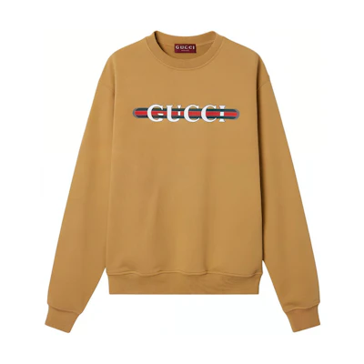 Gucci FW24 Camel Crewneck Sweatshirt with Logo Print 784413-XJGKR-8011