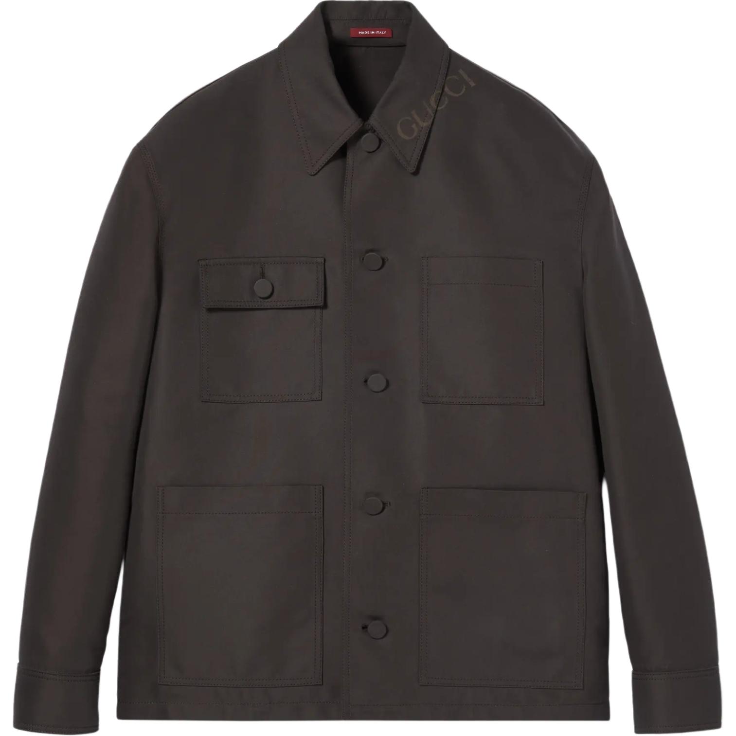 Gucci FW24 Dark Brown Logo Print Casual Long-Sleeve Jacket 793549-Z8BU3-2206