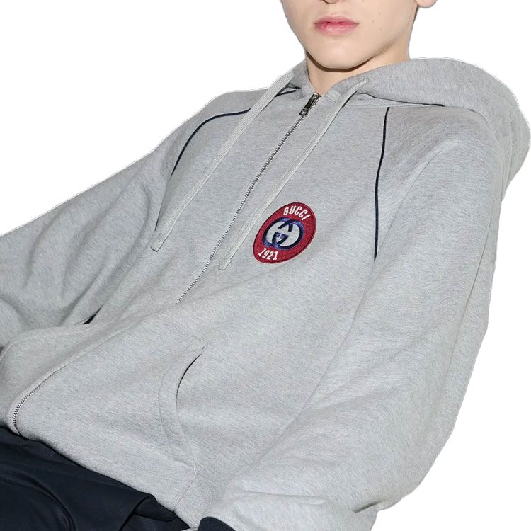 Gucci FW24 Embroidered Logo Hoodie Grey 798641-XJGRE-1056 圖 4
