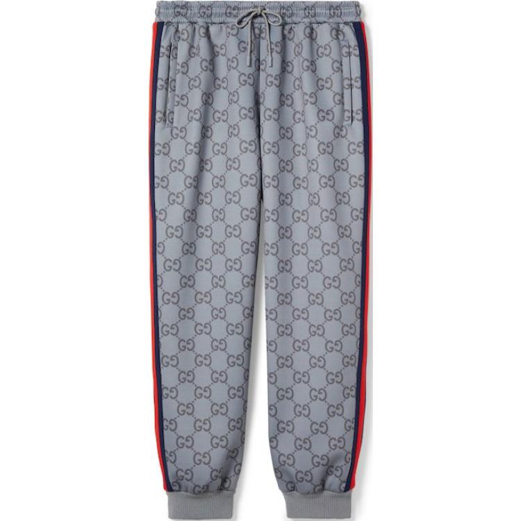 Gucci FW24 Grey Logo Print Knit Jogger Sweatpants 798612-XJGRH-1069
