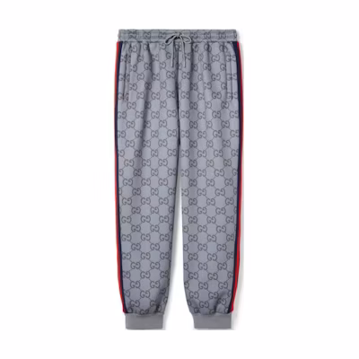 Gucci FW24 Grey Logo Print Knit Jogger Sweatpants 798612-XJGRH-1069