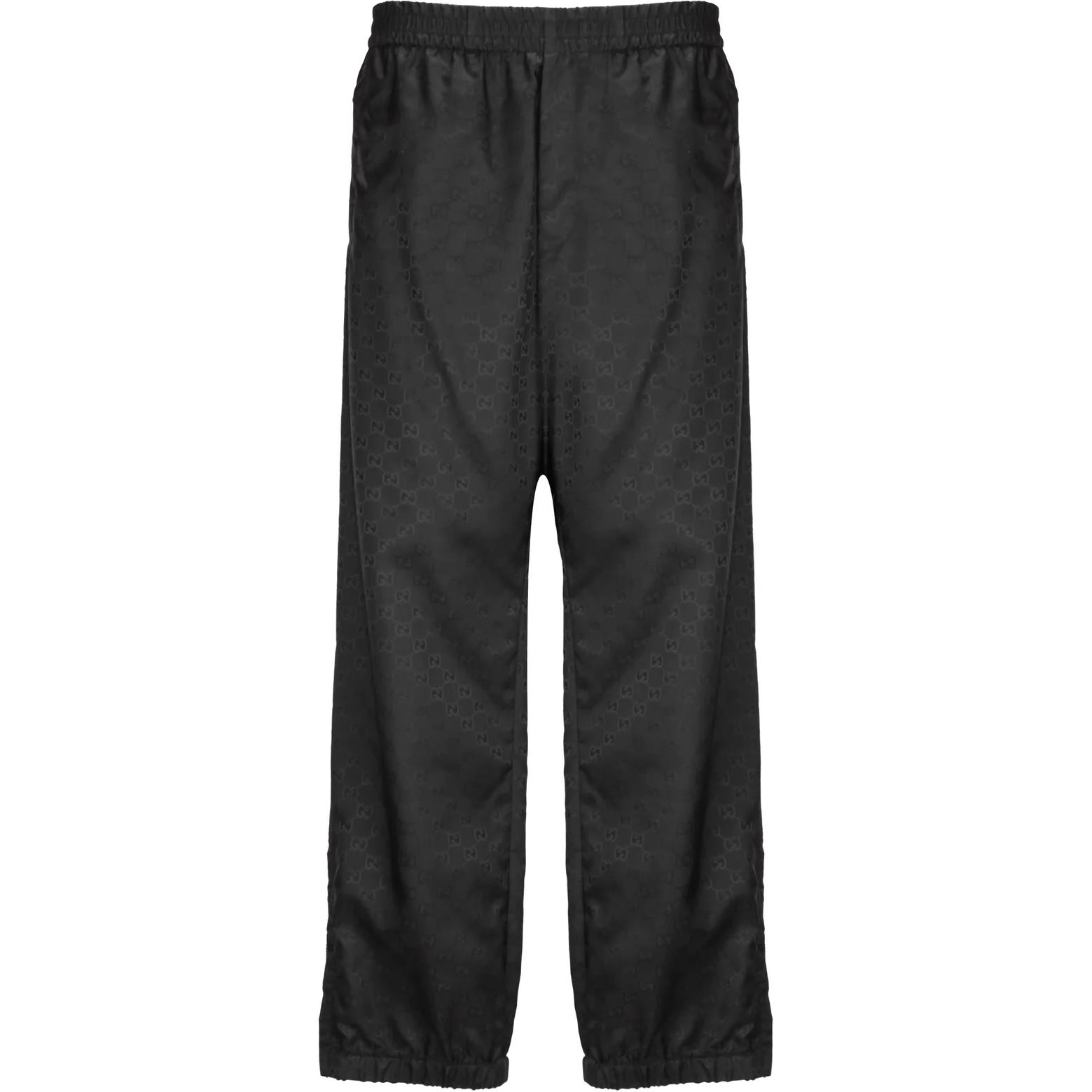 Gucci FW24 Logo Print Elastic Waist Long Casual Pants Black for Men 784052-ZAQFS-1000