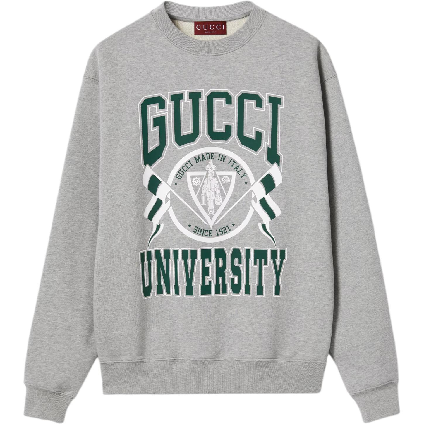 Gucci FW24 Logo Print Grey Crewneck Sweatshirt Casualwear 784413-XJGU7-1230