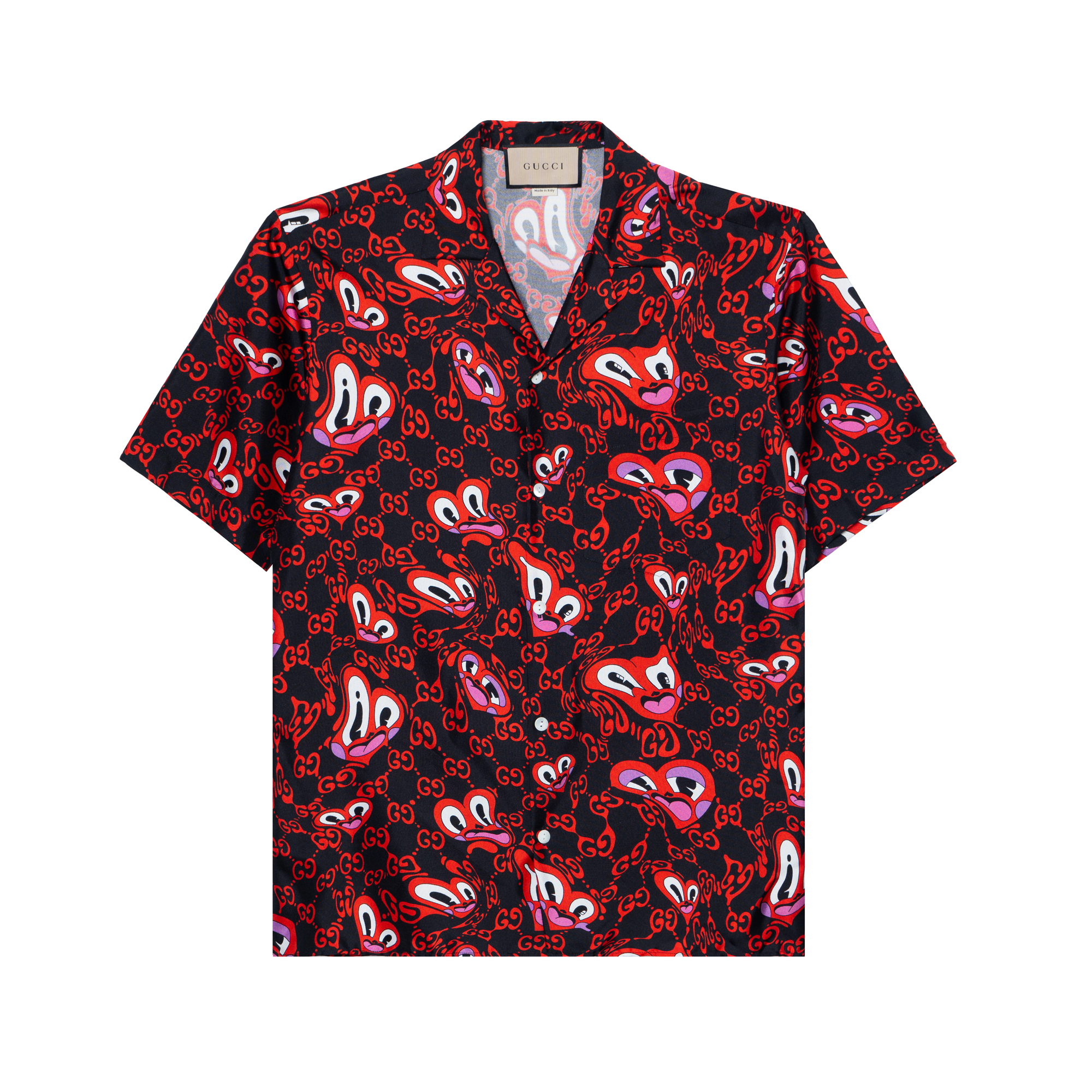 Gucci FW24 Red Cartoon Print Casual Short-Sleeve Shirt 782500-ZAQEB-1072