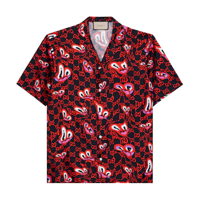 Gucci FW24 Red Cartoon Print Casual Short-Sleeve Shirt 782500-ZAQEB-1072