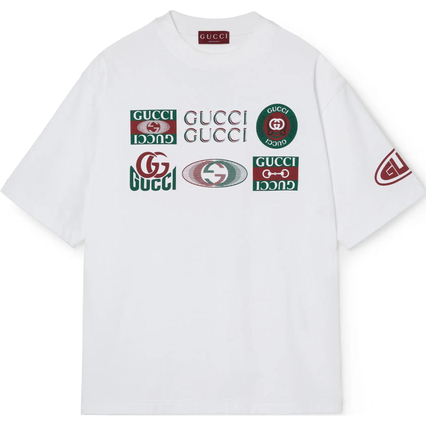 Gucci FW24 White Logo Print Crew Neck T-Shirt 784361-XJGQY-9074
