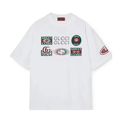 Gucci FW24 White Logo Print Crew Neck T-Shirt 784361-XJGQY-9074