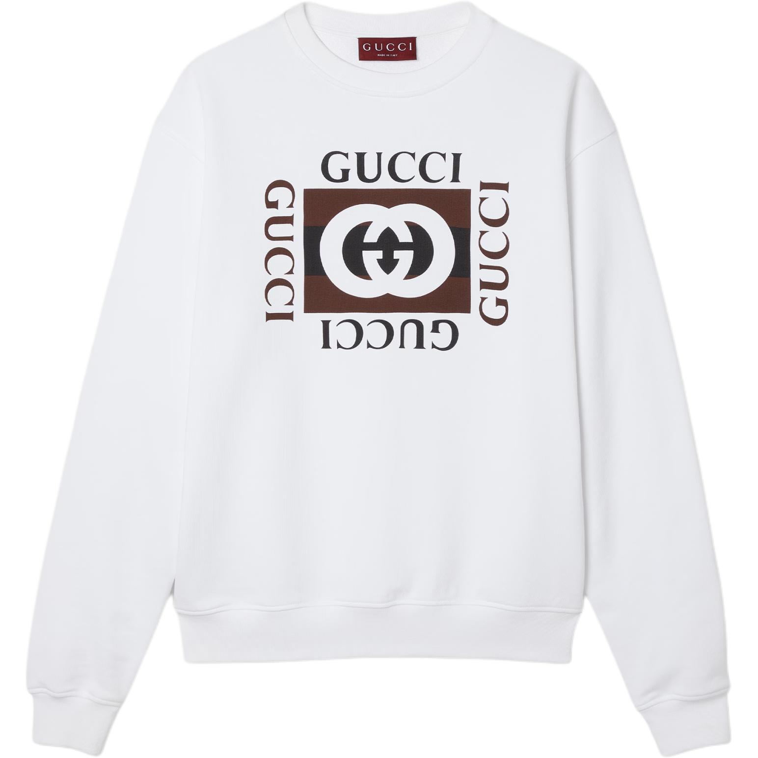 Gucci FW24 White Logo Print Crewneck Sweatshirt Casual Wear 784413-XJGM8-9875
