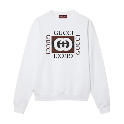 Gucci FW24 White Logo Print Crewneck Sweatshirt Casual Wear 784413-XJGM8-9875