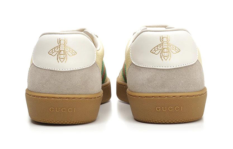 Shop GUCCI古馳 G74 Web 小蜜蜂德訓 時尚板鞋 男款 黃綠紅