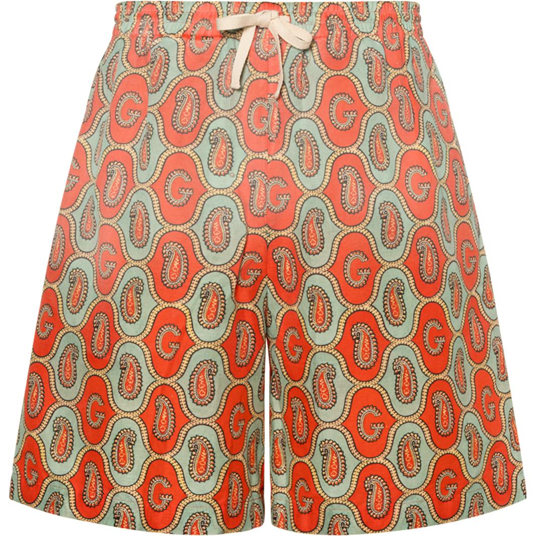 Gucci G Paisley Print Linen-Blend Casual Shorts 654233-ZAGUV-7192
