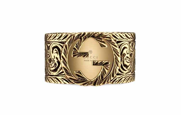 GUCCI Garden Double G 18k Gold Ring Unisex Couple Design. 579797-J8500-0718
