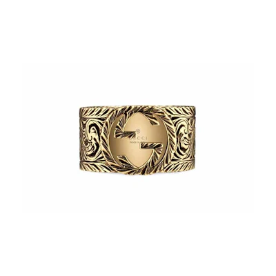 GUCCI Garden Double G 18k Gold Ring Unisex Couple Design. 579797-J8500-0718