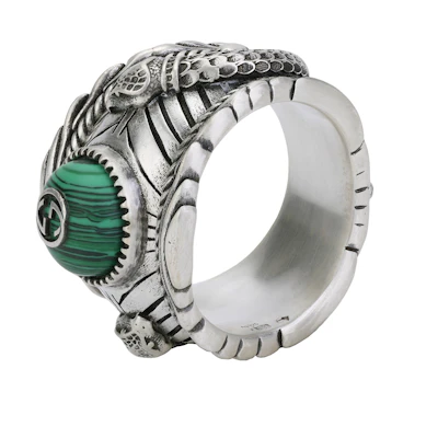 GUCCI Garden Letter 925 Sterling Silver Ring for Men Silver 499007-08349-4401