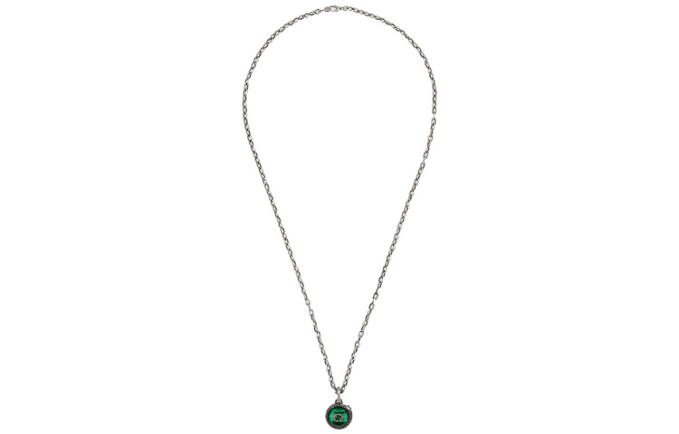 GUCCI Garden Peacock Green Resin Gemstone 925 Silver Necklace Unisex Silver 577429-08349-4401 圖 3
