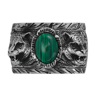 GUCCI Garden Series 925 Silver Ring with Tiger Head 461991-08349-4401