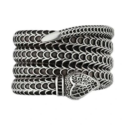 GUCCI Garden Series 925 Silver Snake Ring Unisex Couple Jewelry. 577292-J8400-0811