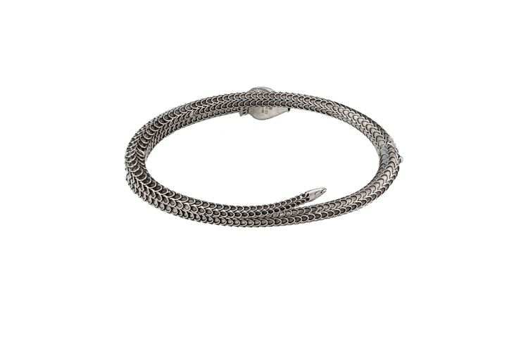 Lookbook GUCCI花园系列蛇形925银情侣手链 银色 577283-J8400-0811