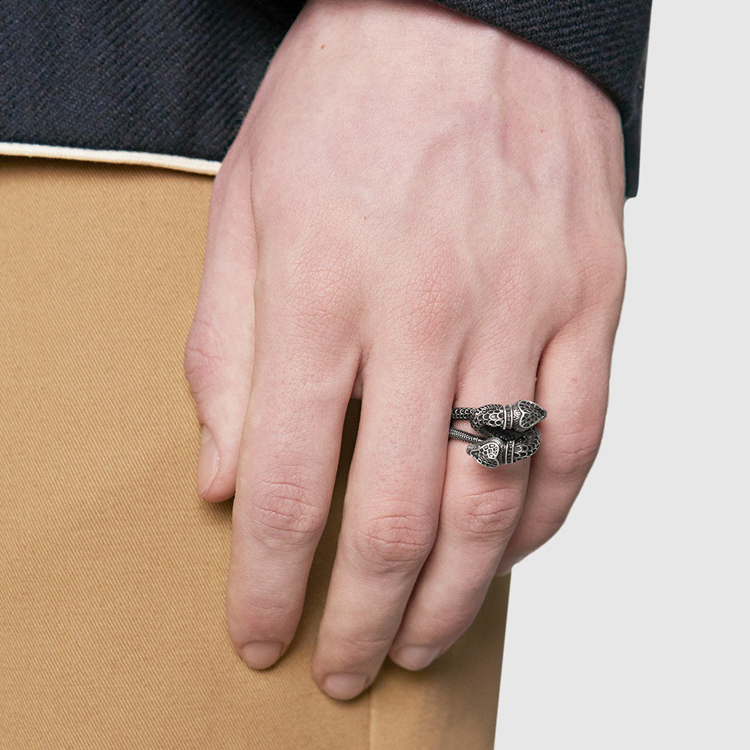 Sizing GUCCI花园系列银蛇戒指 男女通用 纯银首饰 525177-J8400-0811