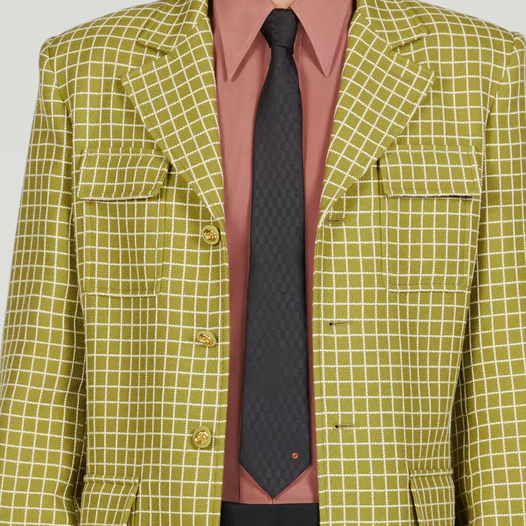 Lookbook 구찌 남성용 기하학적 자카드 실크 넥타이. 741550-4E217-1000