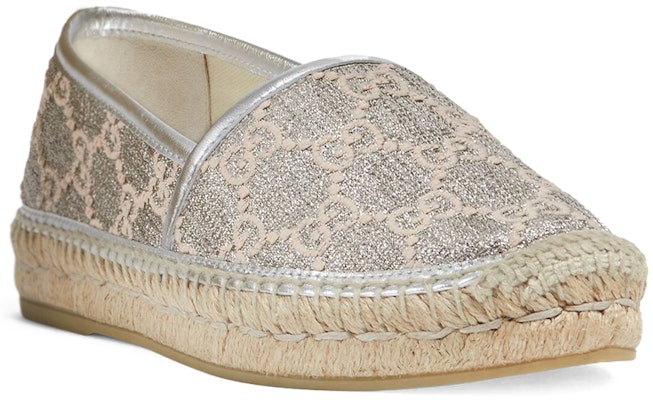 Gucci GG "Silver Lurex Espadrille Wanita" 619960-2AW10-1090 Lookbook Gucci GG "Silver Lurex Espadrille Wanita" 619960-2AW10-1090