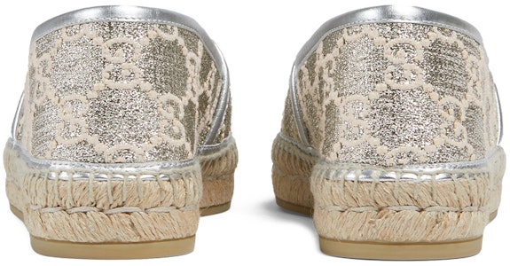 Gucci GG 'Silver Lurex Espadrille Wanita' 619960-2AW10-1090 Purchase Gucci GG 'Silver Lurex Espadrille Wanita' 619960-2AW10-1090