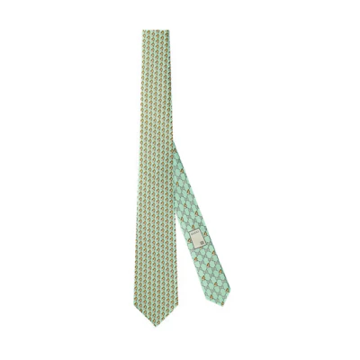 GUCCI GG Animal Print Decorated Tie for Men - Dark Green 736682-4E001-3975