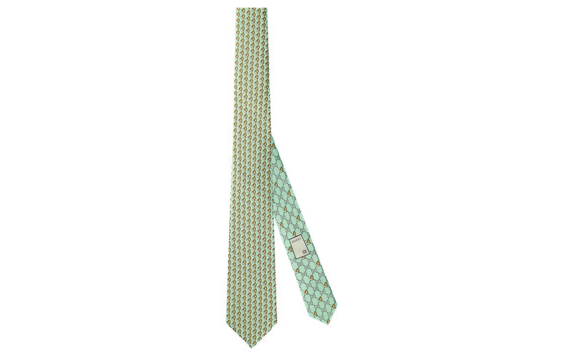GUCCI GG Animal Print Decorated Tie for Men - Dark Green 736682-4E001-3975 圖 2