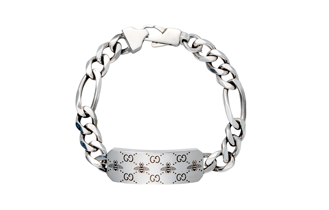 GUCCI GG Bee Engraved 925 Silver Bracelet Unisex 728264 J8400 0728