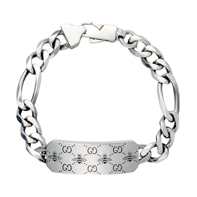 GUCCI GG Bee Engraved 925 Silver Bracelet Unisex 728264 J8400 0728